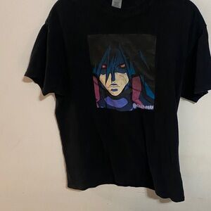 Black Graphic T-Shirt with Anime Print